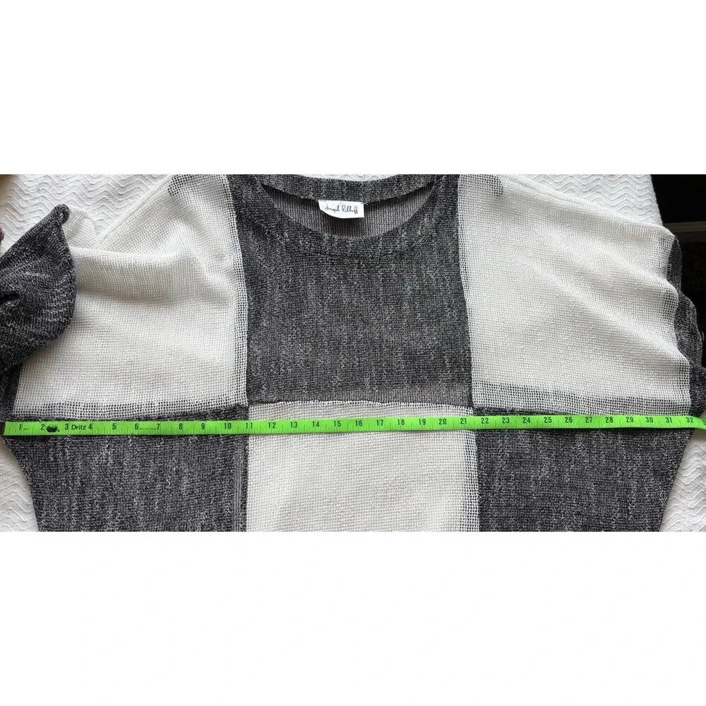 Joseph Ribkoff Knit Sweater Patchwork Black White Lagenlook Oversized L/XL